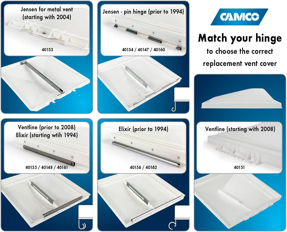 Camco 40153 White Polypropylene Vent Lid for Metal Vent - Jensen (since 1994) - Image 9